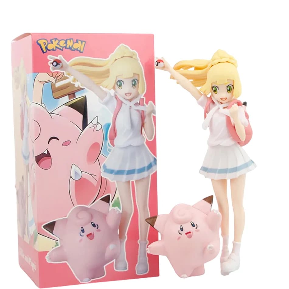 Figurina d'Azione Anime Pokemon Lillie con Clefairy 19CM