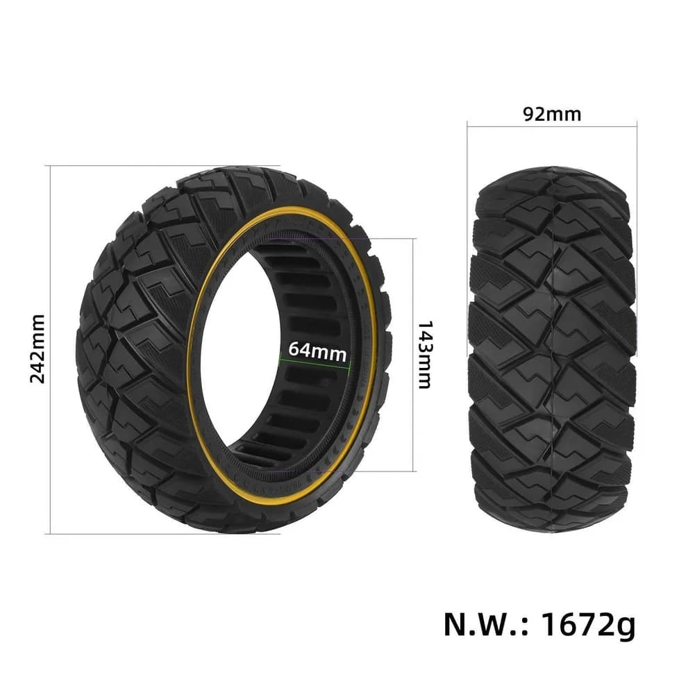 92mm Yellow Solid Tire Diamond Pattern For Honeycomb Off Road Electric Scooter 90/65-6.5 Rubber Wheel Replacement Part