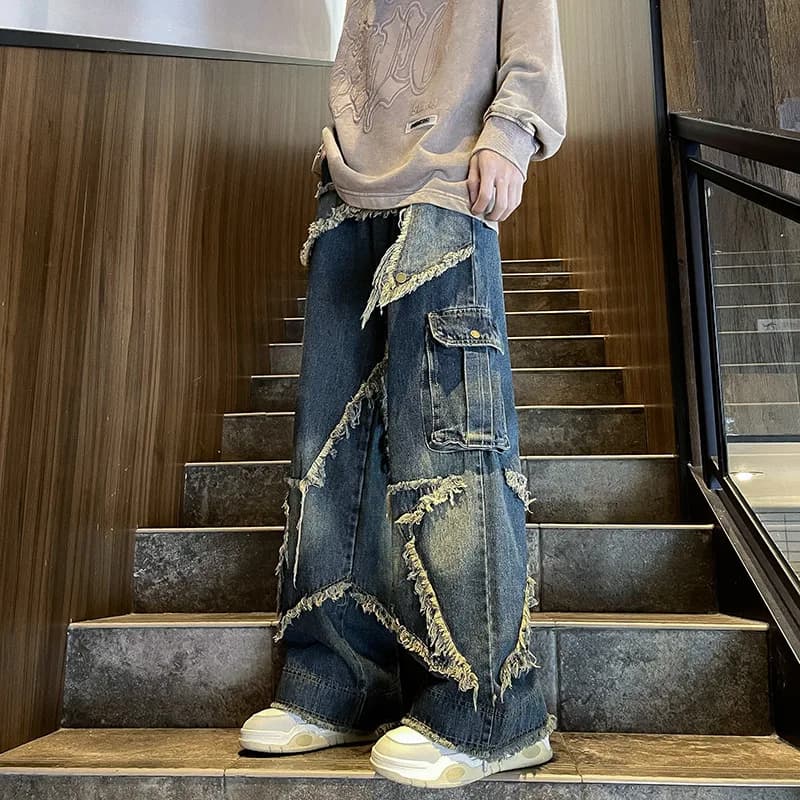 Streetwear Big Star Edge Jeans Pantaloni cargo Uomo Donna Abbigliamento Y2K Pantaloni larghi Hip Hop a gamba larga Pantaloni in denim casual Harajuku