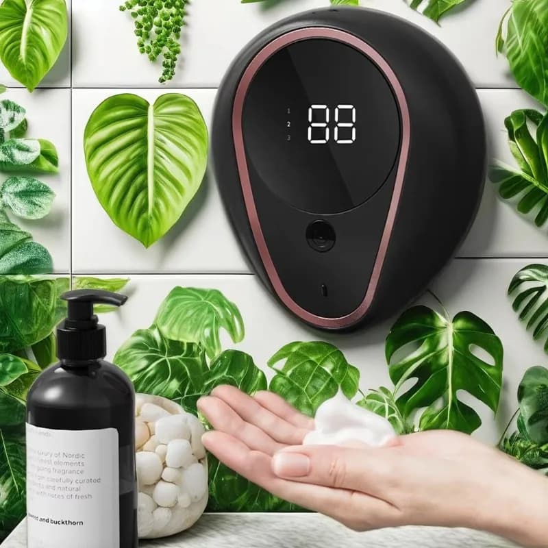 Dispenser di Sapone Intelligente da 300ml con Schiuma e Bolle, Erogatore Automatico a Sensore Montato a Parete per Bagno e Cucina