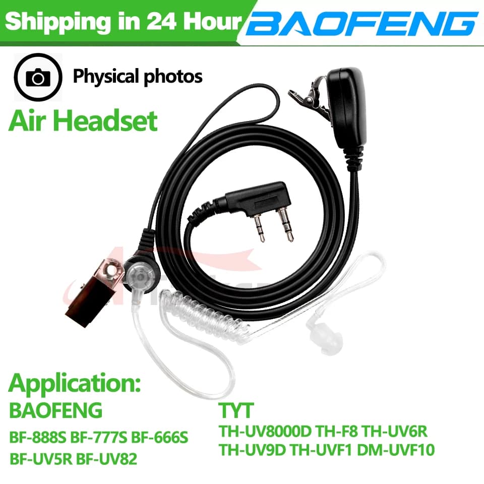 Quansheng UVK5 Air Tubo Acustico Auricolare Per Baofeng Radio Walkie Talkie K Porta Auricolare PTT Con Microfono Per UV-5R 888s