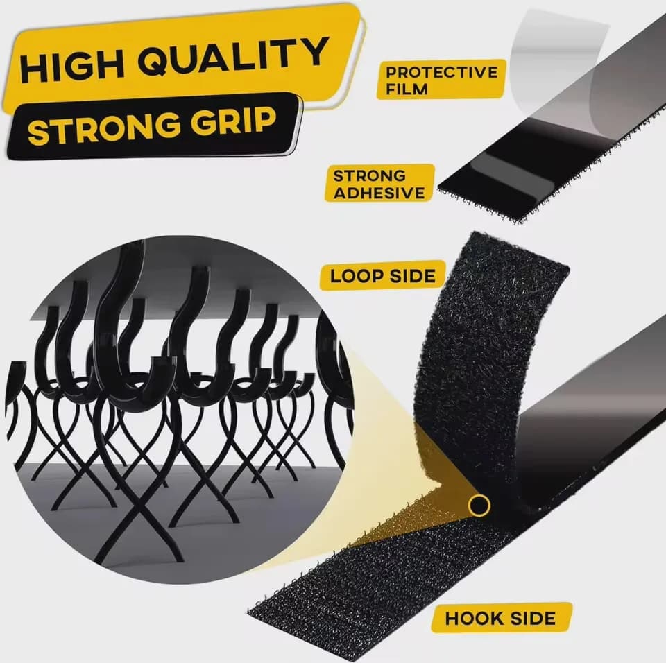 Nastro Adesivo Biadesivo Forte 1/3/5M, Chiusura a Strappo Magica in Nylon con Colla per Fai da Te
