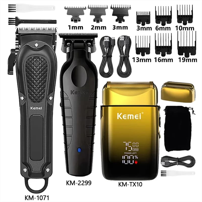 Kemei Hair Clipper Km-1071 Km-2299 Km-TX10 UBS Rechargeable Cordless Beard Trimmer Powerful Electric Hair Clippers for Men