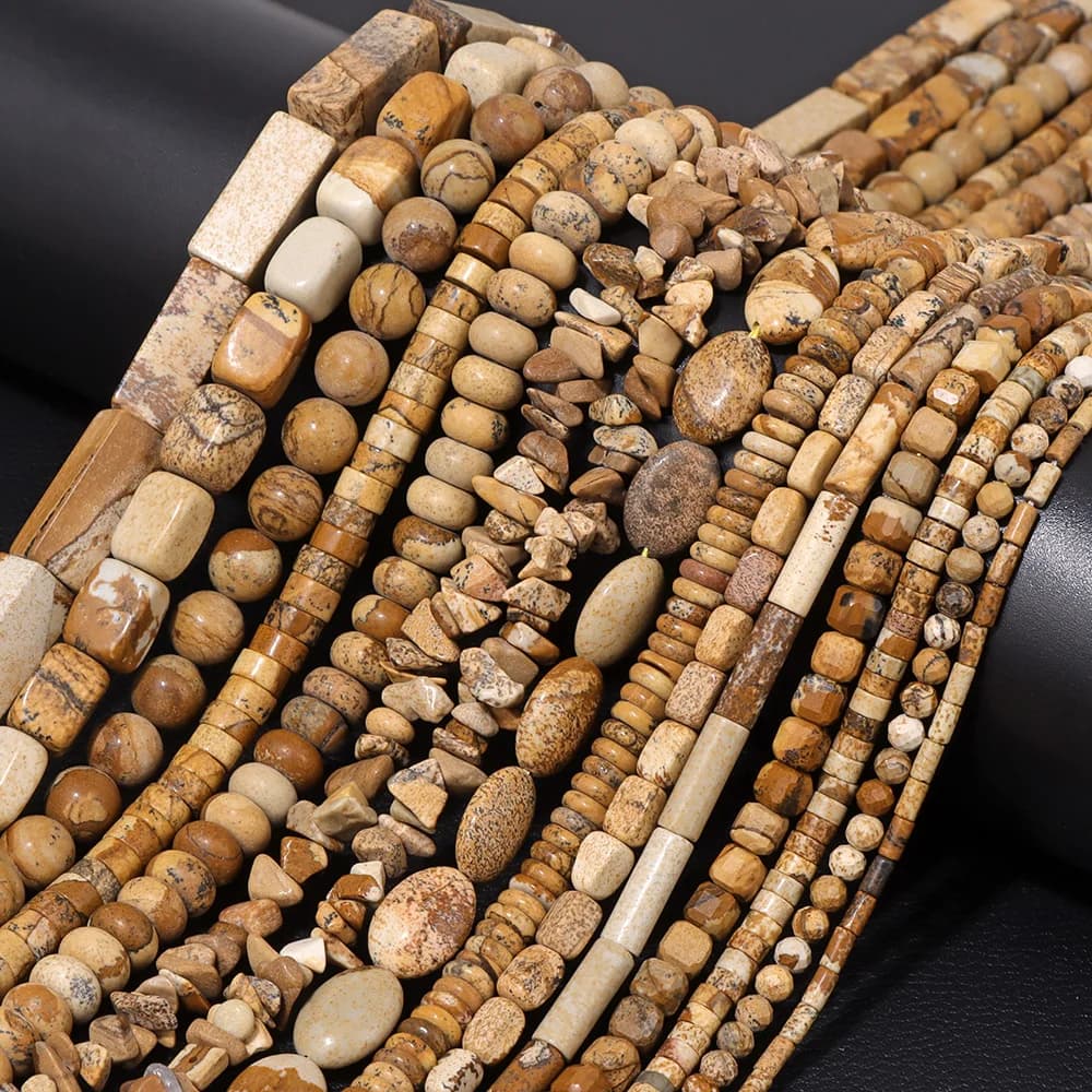Image Diaspro Disfuse Beads Square Column Oval Shape Natural Stone Beads for Jewelry Creation Bracelet Accessories for DIY Necklaces