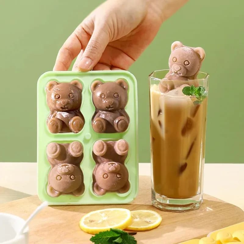 1PC - Creative Bear Ice Block Mold Food grade Silicone Ice Grid Ice Box Coffee Milk Tea Mold stampo per gelato