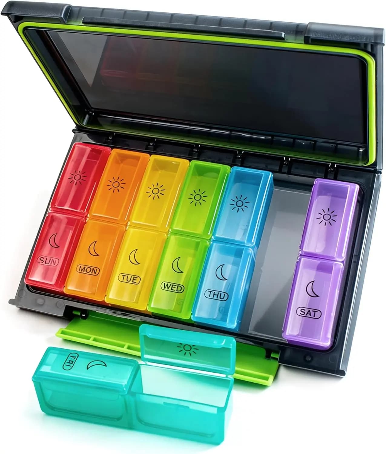 Organizzatore Settimanale per Pillole, Portapillole da Viaggio per 7 Giorni con Design Impermeabile per Pillole e Integratori