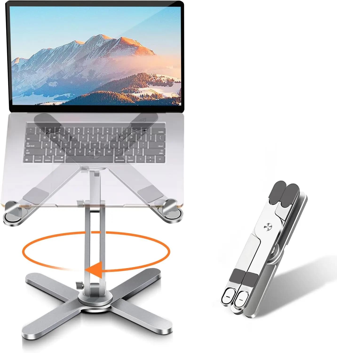 Supporto per Laptop Girevole a 360° Pieghevole per Scrivania, Supporto Ergonomico in Metallo Adatto a Tutti i Laptop fino a 16 Pollici