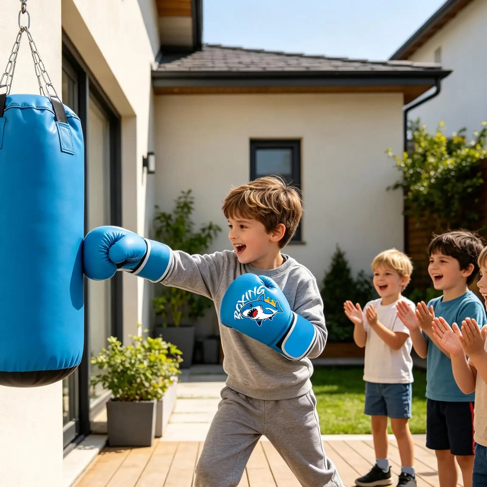 Boys Boxing Gloves PU Punching Training Mitten Boxing Mitts For Ages 7-12 Punching Bag Kickboxing Martial Art Karate Sports