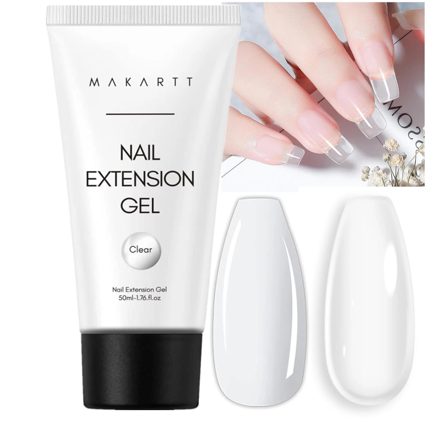 Makartt Poly Nails Acryl Gel, Gel per Estensione Unghie 50ML, Gel Rinforzante Trasparente Rosa, Gel Costruttore Duro, Smalto a Lunga Durata