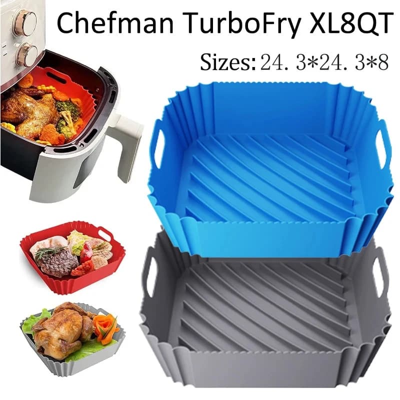 Grande friggitrice ad aria Cestino in silicone Vassoio Pentola quadrata antiaderente Airfryer Stampo da forno Fodera Bpa Accessori da cucina da cucina gratuiti