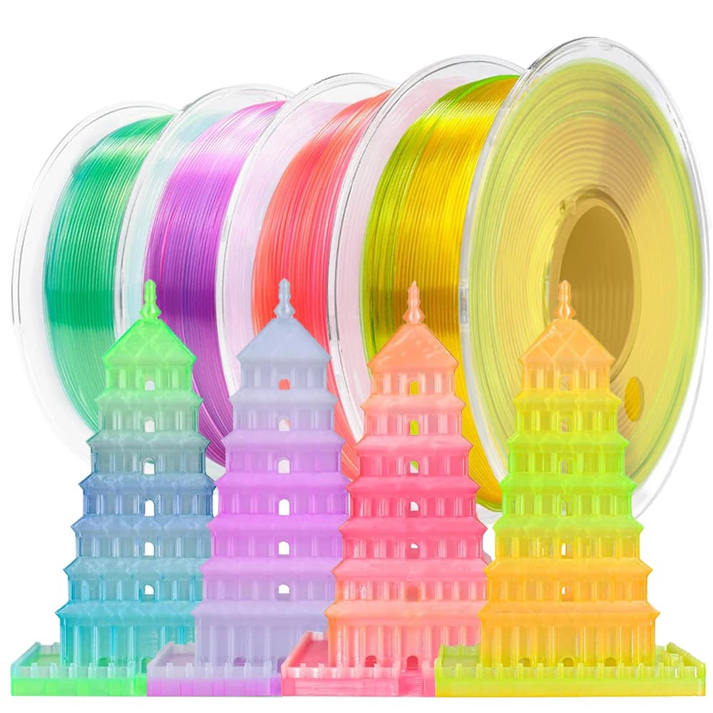 PLA Crystal Filament + 1,75 mm 1 kg 500 g 250 g FDM 3D Printer Plastic Filament Smooth Transparent Change Color Multicolor