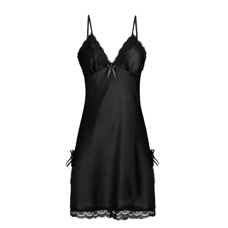 Nuova Sexy Camicia da Notte in Seta Senza Maniche, Lingerie Confortevole con Scollo a V, Pigiama Femminile in Pizzo