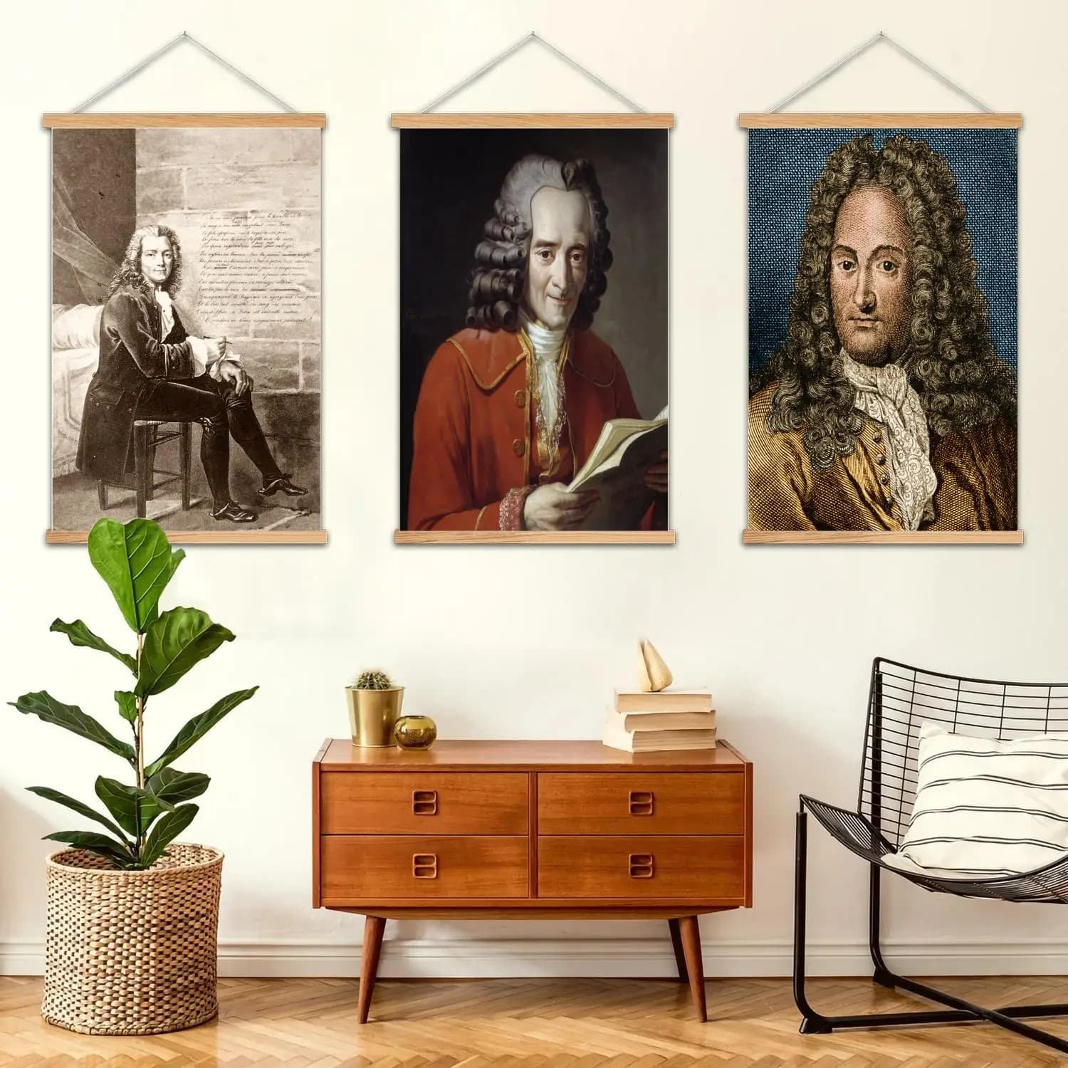 Voltaire Wall Painting with Frame Artistic Poster on Canvas, Wall Art Print, Modern Posters for Family Bedroom Decorations, Decorative Painting