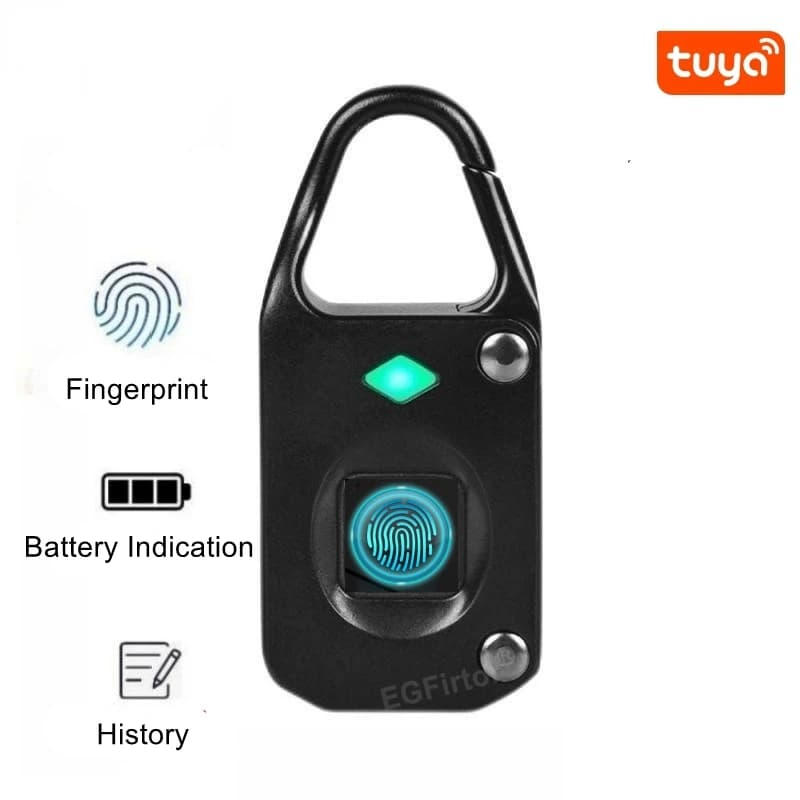 Smart Tuya Bluetooth Mini Fingerprint Padlock Keyless Anti-theft Luggage Case Lock For Gym Backpack Battery Padlock