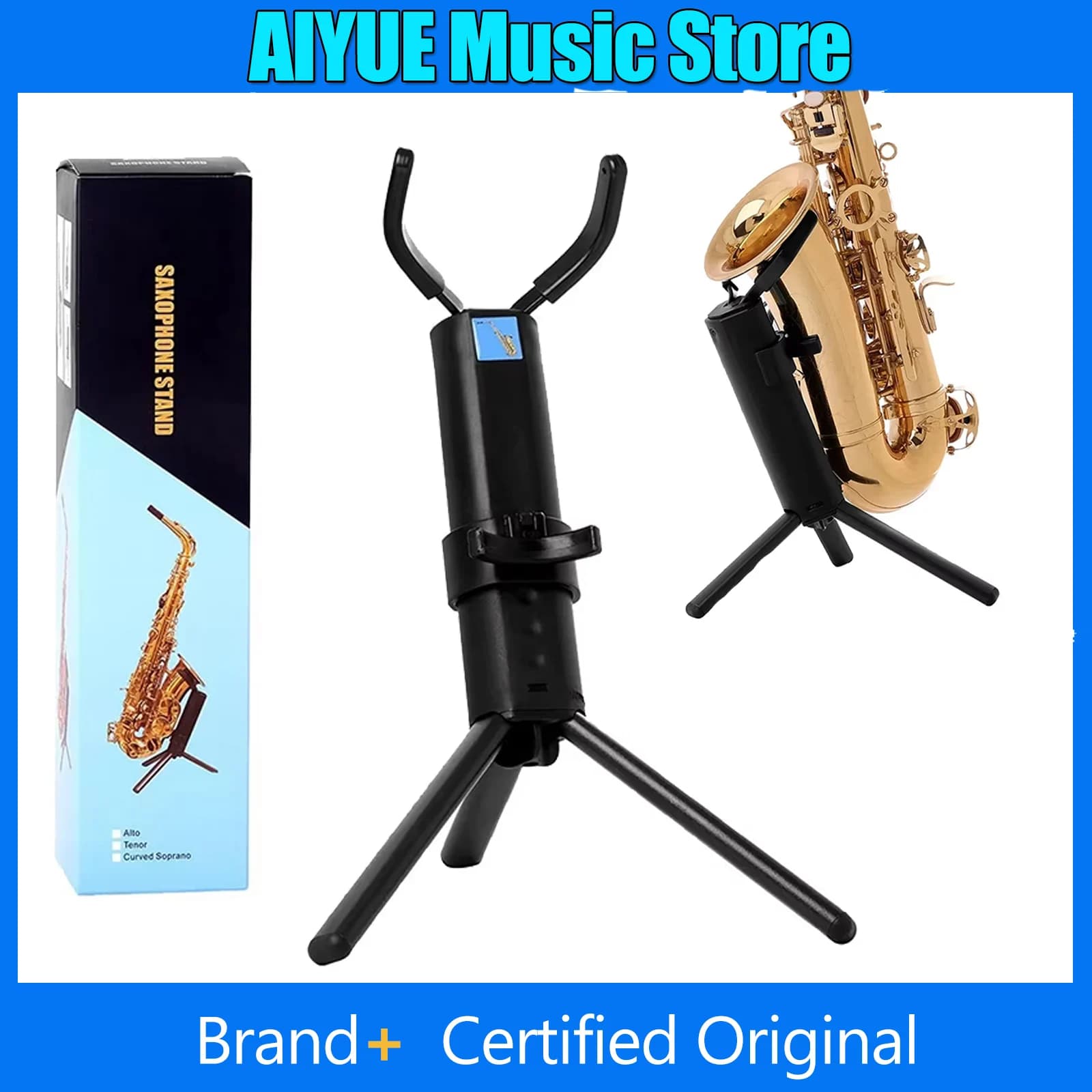 Support for Sassofono Tenor and Contralto Pieghevole Portatile Professional con Gambe in Metal Treppiede and Transport Bag