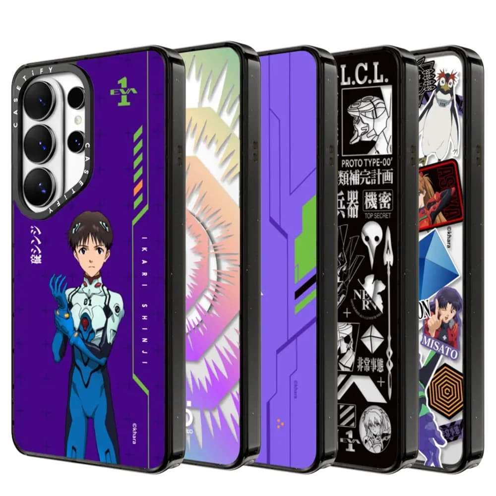 CASETiFY Serie Neon Genesis Evangelion, Custodia Magnetica Antiurto per Samsung Galaxy S23 S24 S25 S26+ Ultra Plus