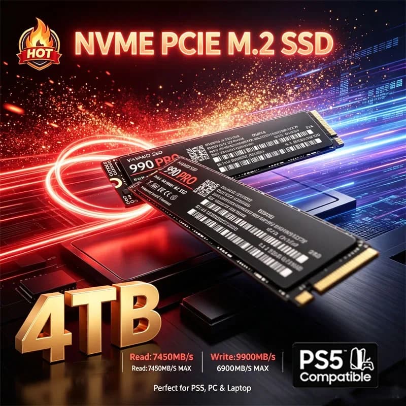 7400MB/s M.2 NVMe SSD 990 PRO PCIe Gen4.0 X4 TLC 3D NAND 1TB 4TB 2280 Internal Gaming Solid State Drive for PS5 PC Laptop
