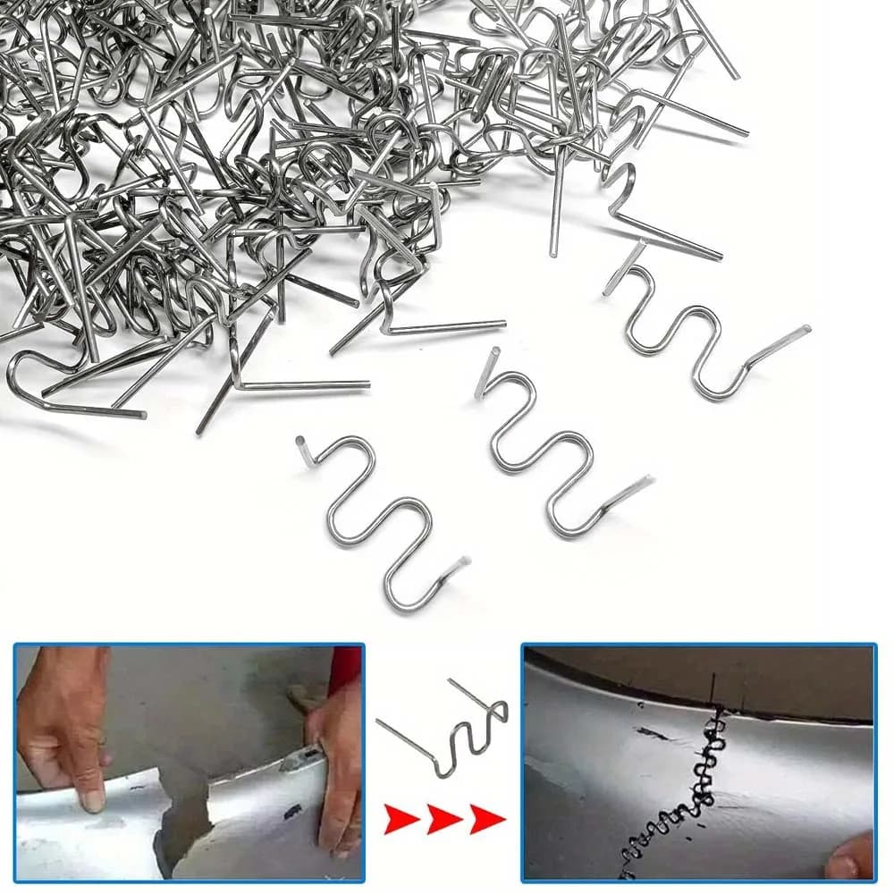 100-300 pz. Graffette a caldo da 0,8 mm per riparazione paraurti in plastica - Chiodi a onda pretagliati in acciaio inossidabile per strumento di saldatura auto