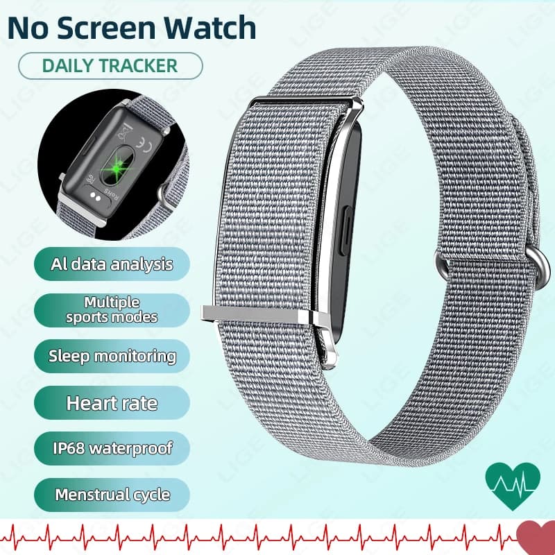Smartwatch 2026 Senza Schermo, Braccialetto Sportivo Traspirante, Fitness Tracker, Notifiche Chiamate, Cardiofrequenzimetro, Contapassi