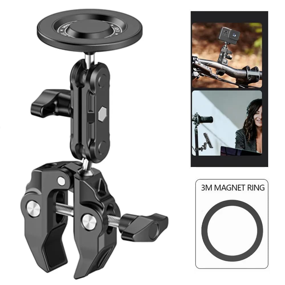 Supporto magnetico Super Clamp con supporto per telefono 360 Ballhead Morsetto magnetico per braccio magico da 1/4 "3/8" per monitor fotocamera Iphone 16 /Gopro/DSLR