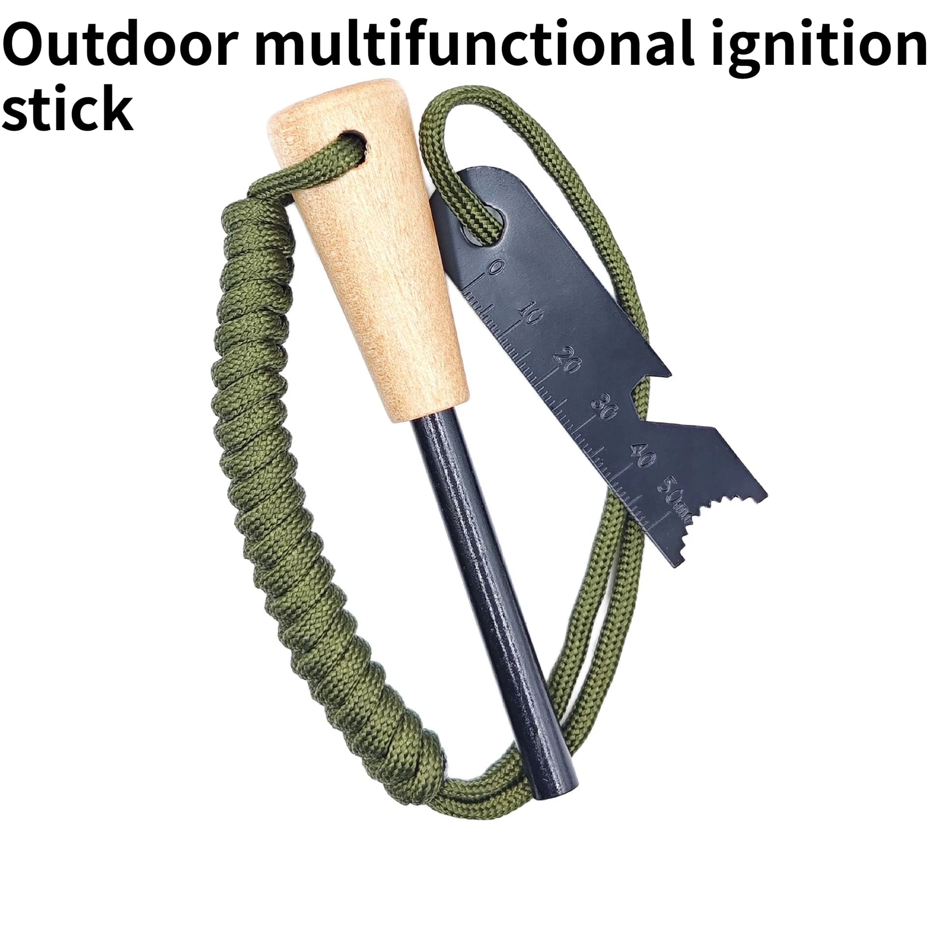 Multifunzionale da esterno con apribottiglie Ombrello Corda per tessitura Asta di magnesio impermeabile portatile Manico in legno Pelo