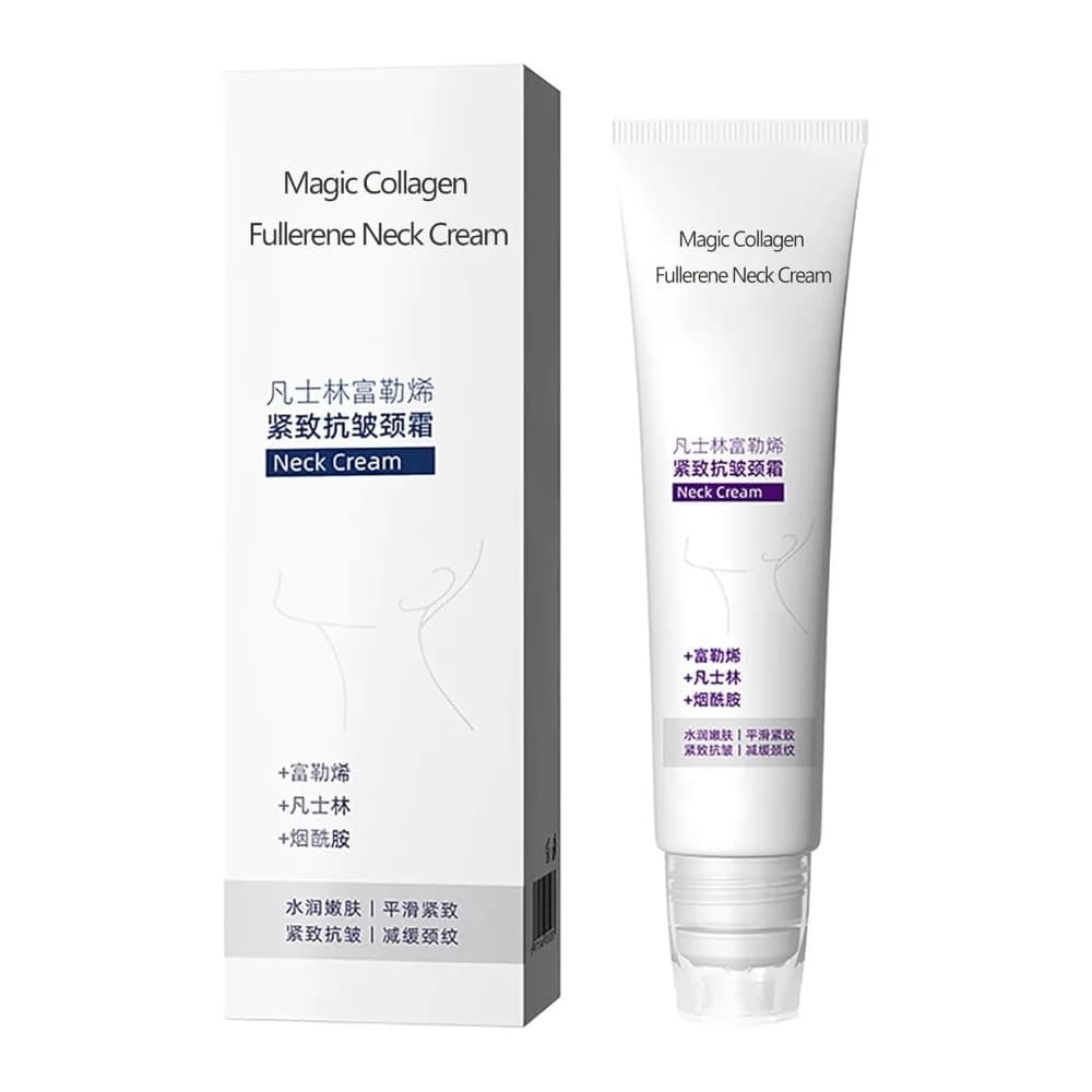 Crema Collo Magica al Collagene e Fullerene con Rullo per Rassodare e Tonificare, Crema Anti-Rughe Magica 50g