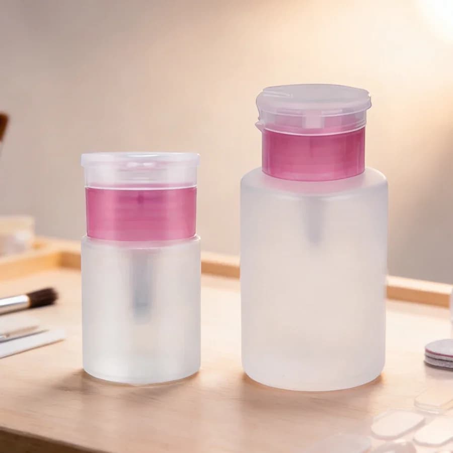 Dispenser con pompa per bottiglie ricaricabili da 2 pezzi, bottiglia per trucco da 60 ml + 150 ml per strumento per manicure, detergente per smalto per unghie