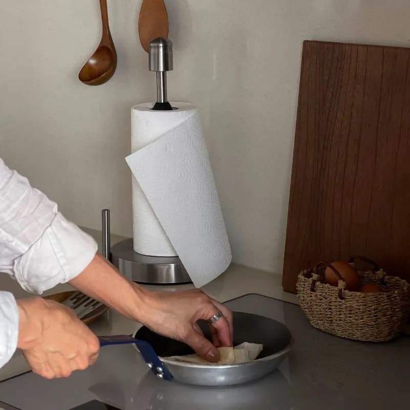 Porta carta da cucina in acciaio inossidabile Dispenser verticale per fazzoletti da scrivania Portaoggetti senza trapano Organizzatore di carta igienica in rotolo grande