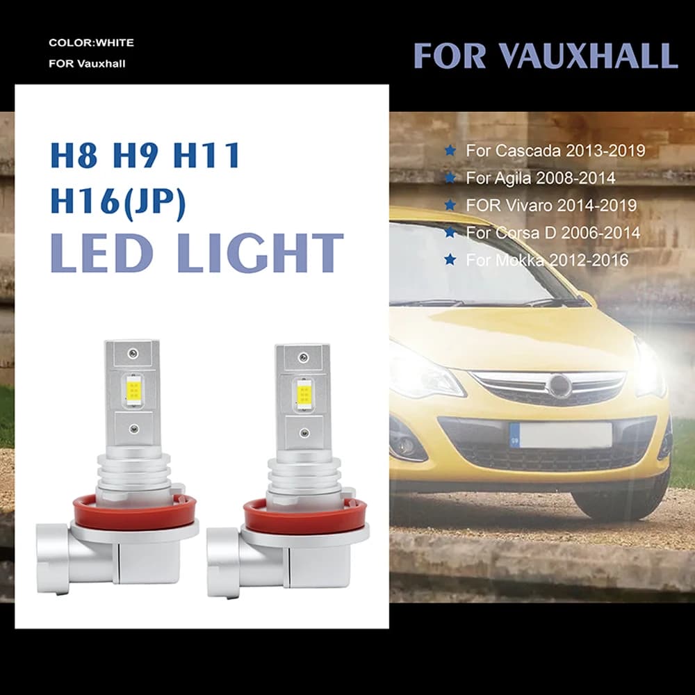 2 Pz/set H8 H9 H11 H16(JP) Auto Faro Lampadina Auto LED Fendinebbia Per Vauxhall Cascada Agila Vivaro Corsa D Mokka
