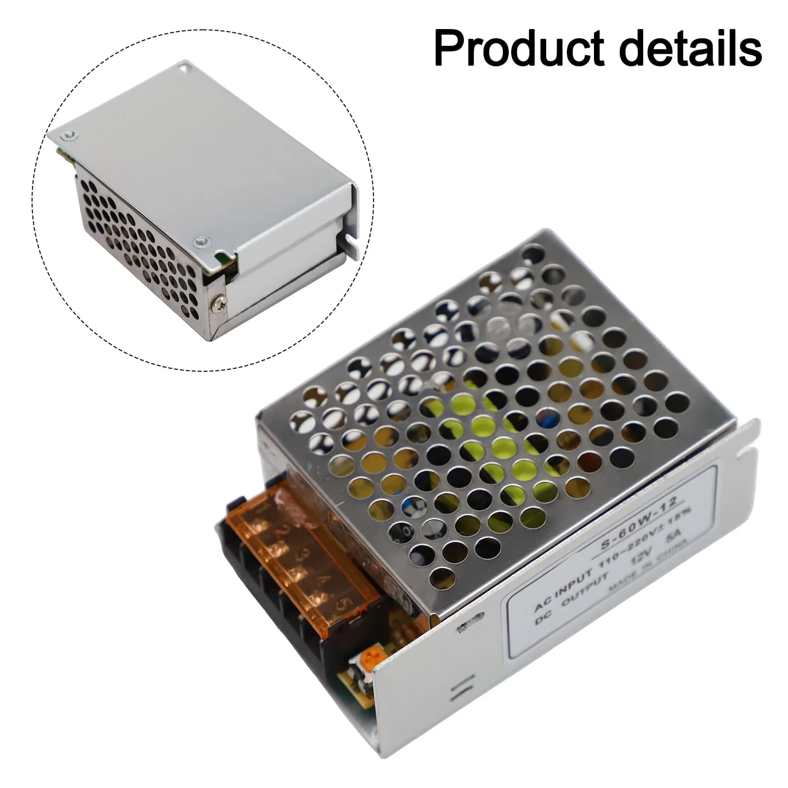 Electronic Power Supply 85*60*34mm 12V 5A, LED Strip Voltage Regulator