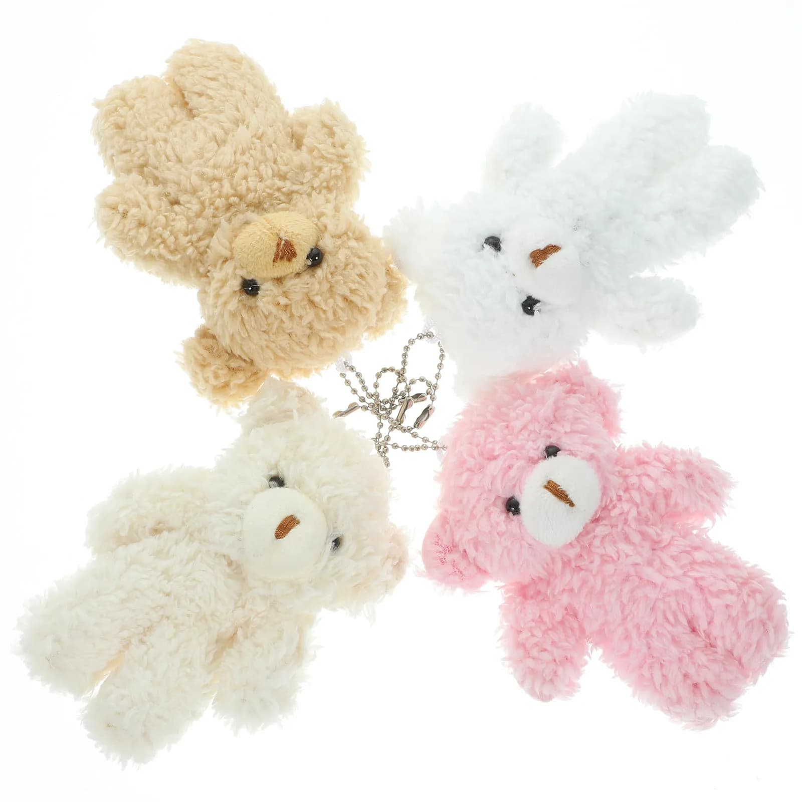 4 Pezzi Orsetti di Peluche, Mini Orsetti Imbottiti, Ciondoli Portachiavi Carini, Charm per Portachiavi, Confezione Multipla