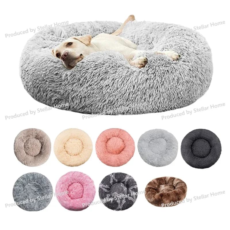 Letto rotondo invernale in peluche caldo - Cestino lavabile per cani e gatti per cuscino per divano per animali domestici di taglia piccola, media e grande