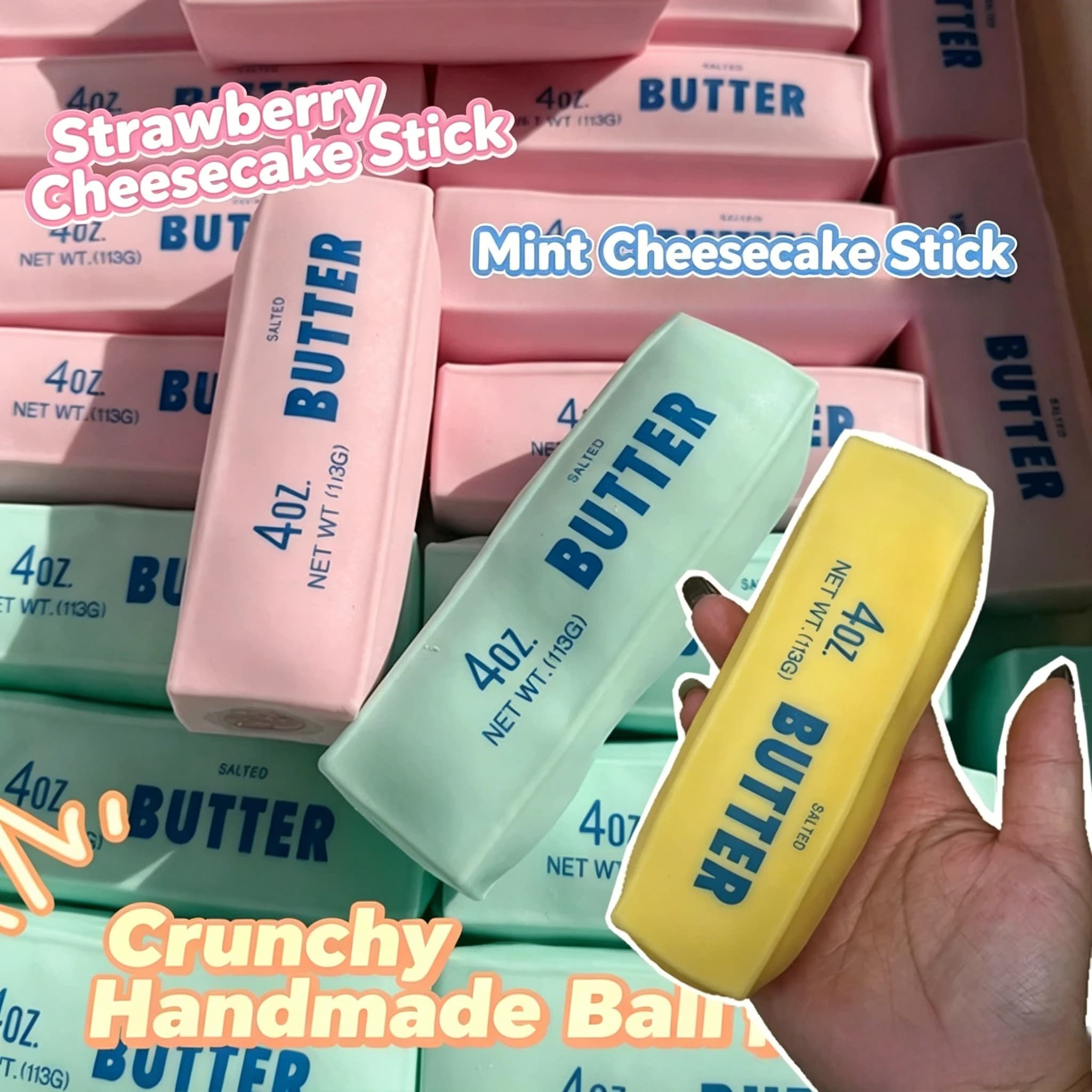 voice-activated stress-relieving handmade ball butter stick realistic candy toy for stress relief and venting