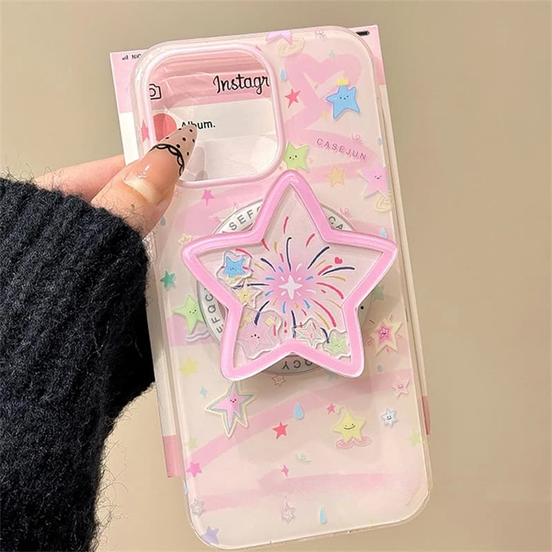 Coreano Carino Quicksand Shake Star Supporto magnetico Supporto per telefono GripTok Grip Tok Supporto per iPhone 16 15 Per Magsafe Accessori