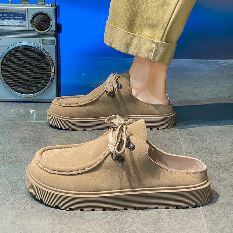 Ciabatte con plateau Mocassini senza schienale da uomo Pantofola Mezze scarpe con suola spessa per uomo Sandali scorrevoli con punta chiusa Scarpe da barca casual aperte sul retro
