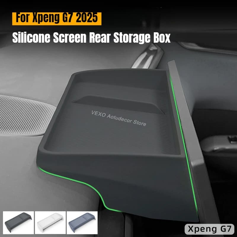 Per Xpeng G7 2025: Scatola portaoggetti posteriore per schermo, organizer in silicone per console centrale e cruscotto, supporto telefono, accessori interni