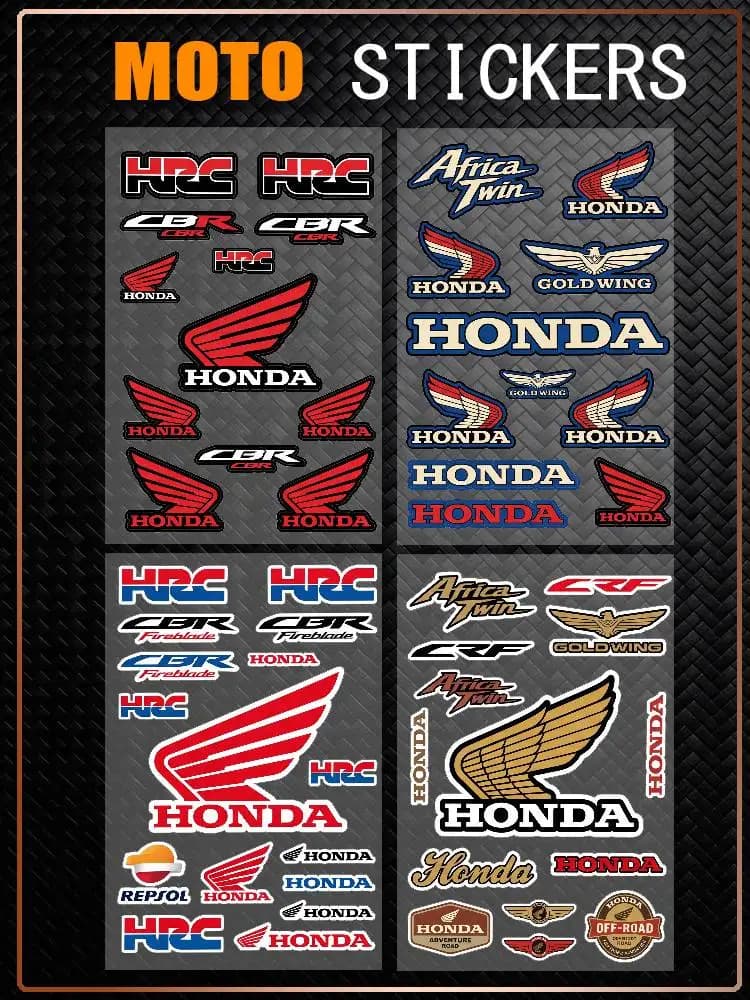 Adesivi Riflettenti Impermeabili di Sicurezza per Auto HONDA RACING, Universali per Casco da Moto, Tazza, Frigorifero