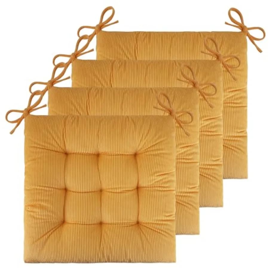Set di 4 cuscini per sedie da pranzo 45x45 cm, cuscini in velluto a coste per sedie da ufficio e cucina, cuscini confortevoli per sedie