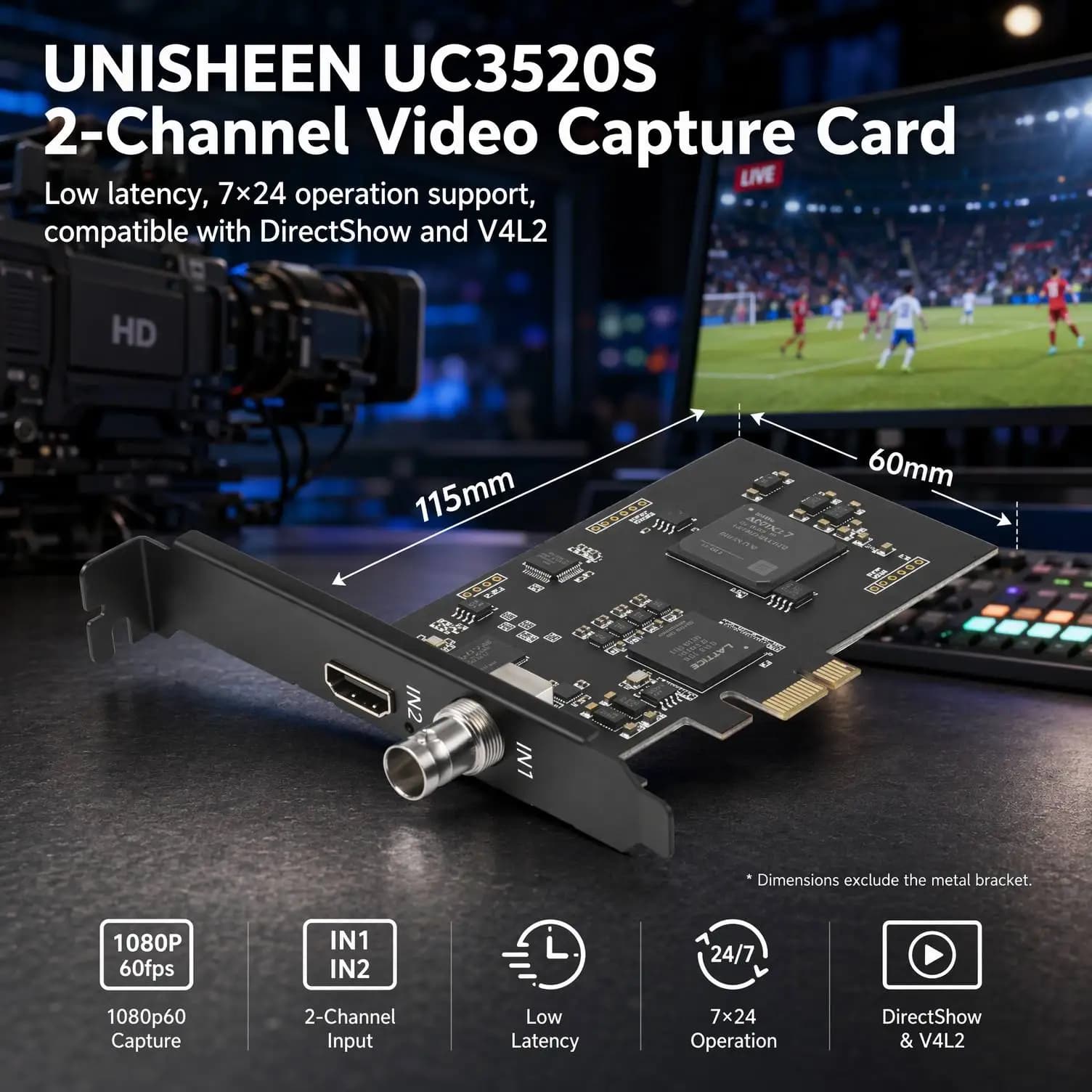 UNISHEEN Zoom 1080p OBS Vmix Wirecast Streaming 2 canali HDMI SDI USB PCI Express HD Scheda di acquisizione video
