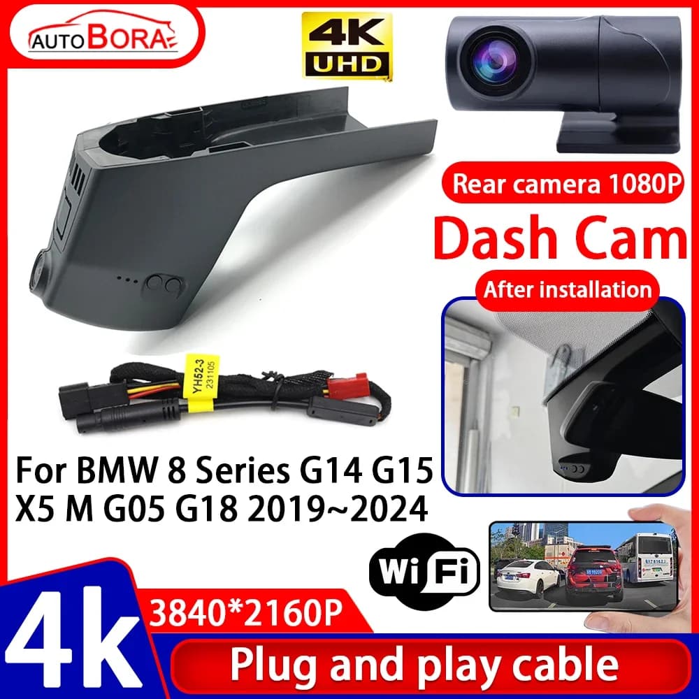 Video Recorder ZhuCamX with Night Vision 4K UHD, Plug and Play, Dash Cam for Auto BMW 8 G14 G15 X5 M G05 G18 2019~2024