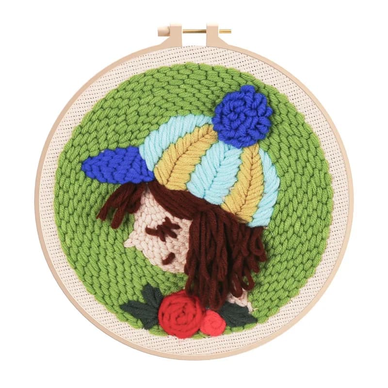Punch Needle Embroidery Kit Supplies Beginner Friendly with Thick Yarn Women Girls Home Decor