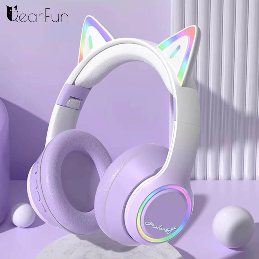 Bluetooth Headphones RGB Cat Ear for girls Wireless headphones with microphone Stereo earphones for music games Children's Gifts