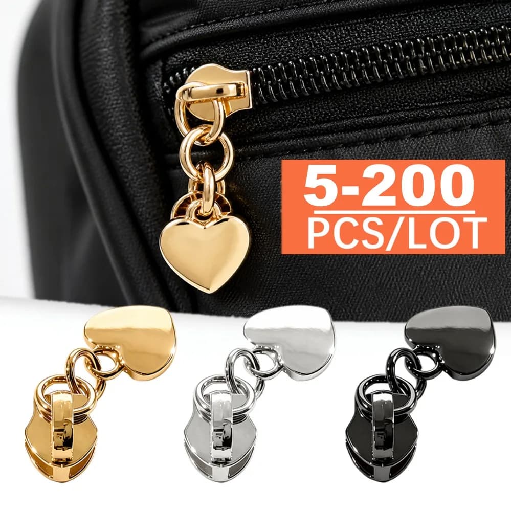 5/100/200Pcs 3# 5# Zipper Puller Sliders for Nylon Zips Closures Bag Jacket Pocket Zip Head Repair Kit Garment Accessories