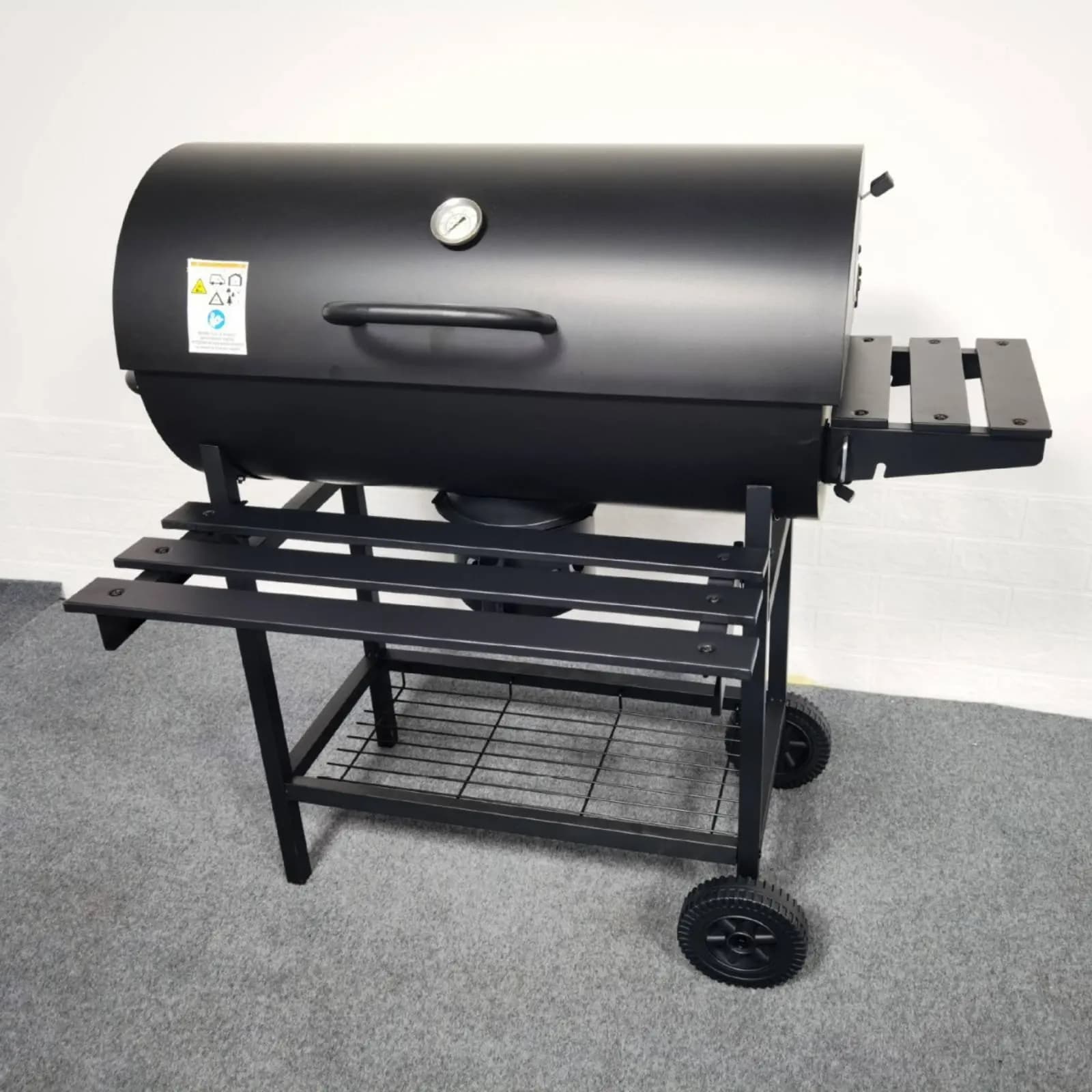 Griglia per Barbecue da Patio con Rivestimento Resistente al Calore, Griglia a Carbone Coperta per Cucina all'Aperto, Ripiano Laterale e Termometro per Organizzatori di Feste