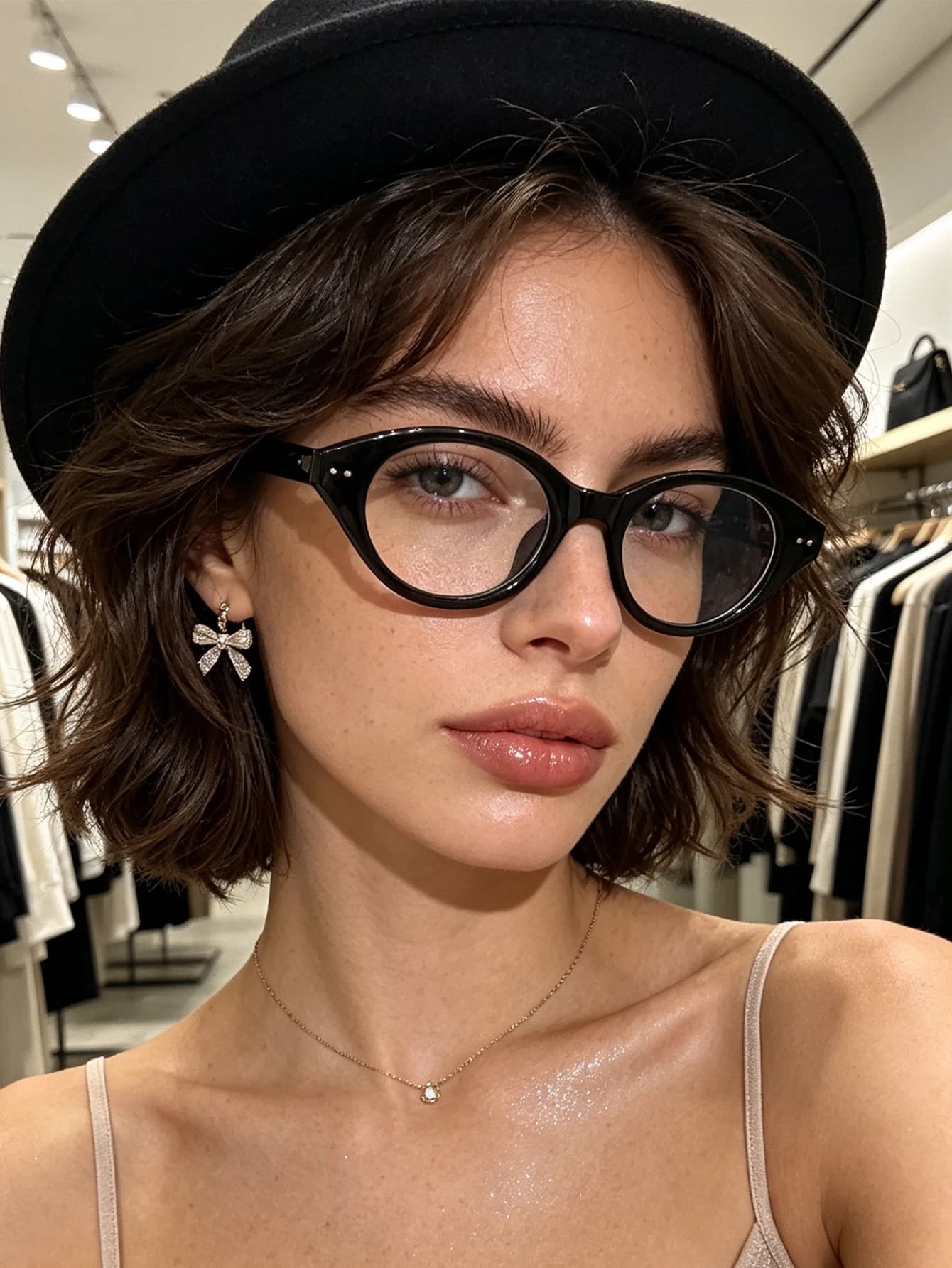 1pc classic black oval frame glasses, simple transparent lenses for daily use, unisex