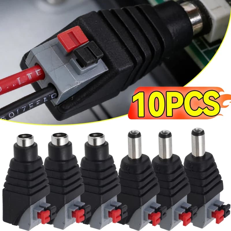 Connettore DC Maschio-Femmina a Pressione, Adattatore Jack di Alimentazione Senza Saldatura, Terminale per Cablaggio Rapido per Telecamere di Sicurezza Domestica e Strisce LED