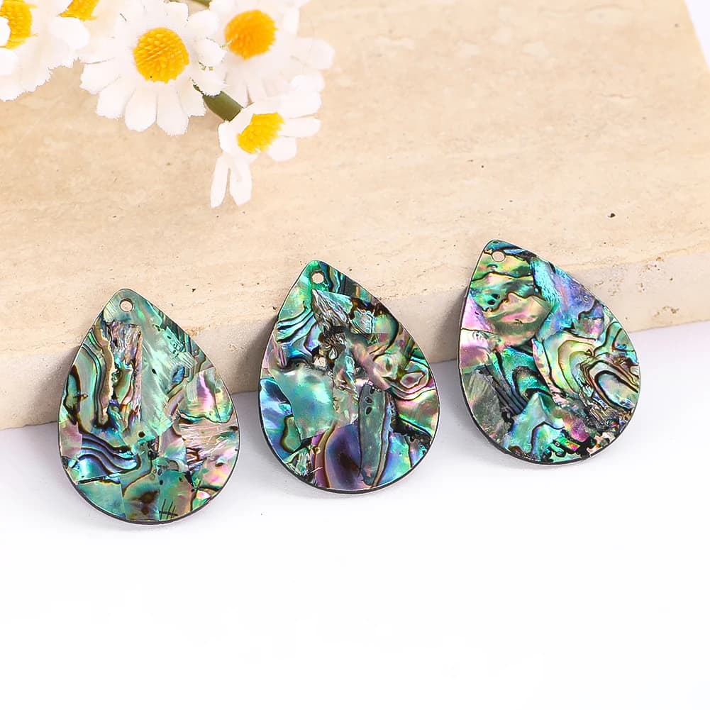 Rainbow Shell Resin Drop Pendant Natural Iridescent Single Hole Ornament Handmade DIY Jewelry Wind Chime Decorative Accessories