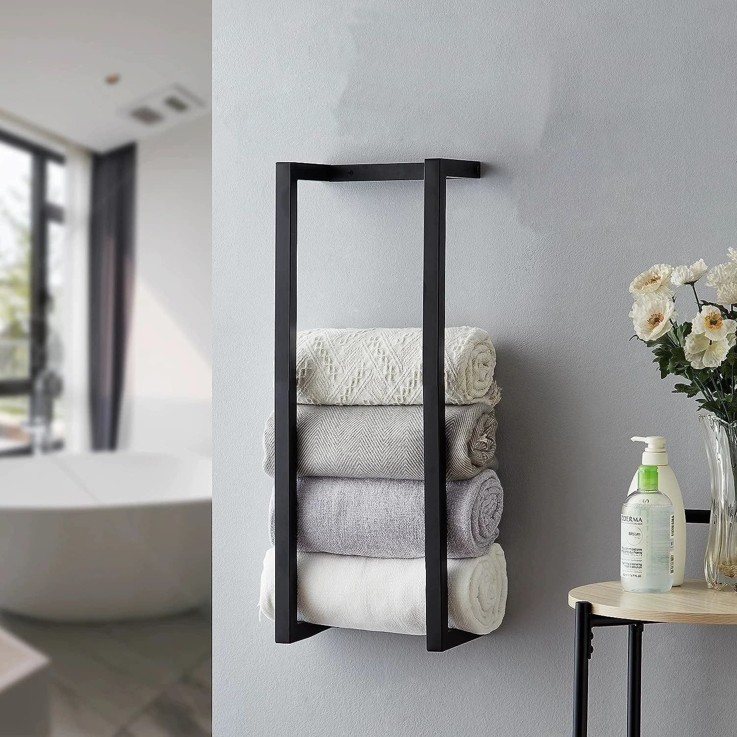 Portasciugamani da Parete in Acciaio Inox 304 Nero, Porta Carta Igienica, Organizzatore per Bagno, Accessori per il Bagno