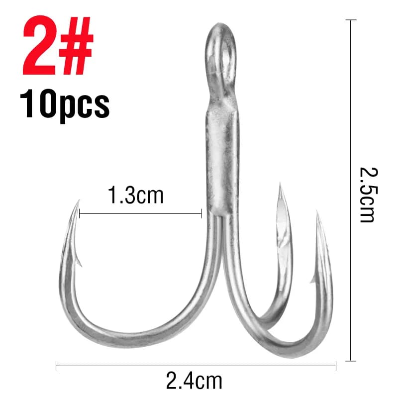10 pz Treble Hook acqua salata Triple Super Sharp Sea Fishing Anchor antiruggine amo da pesca tonno Jigging ganci