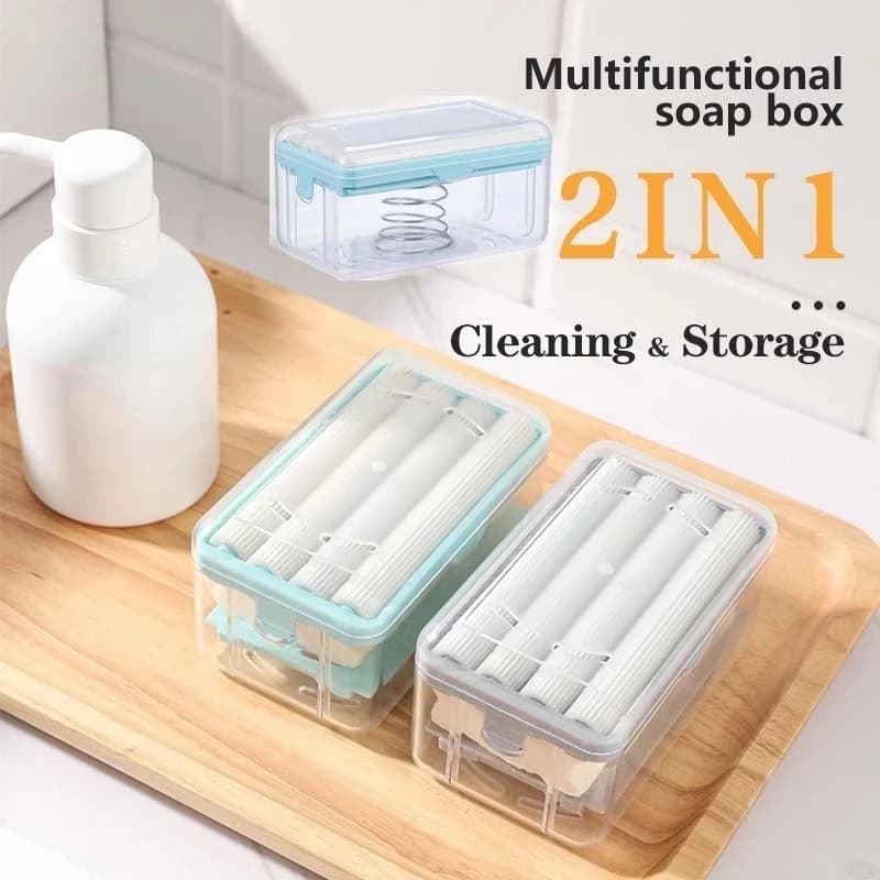 Nuovo utilizzo Tipo di rullo Portasapone per bagno Toliet Scatola di sapone Contenitore di plastica con acqua di scarico Gadget da bagno